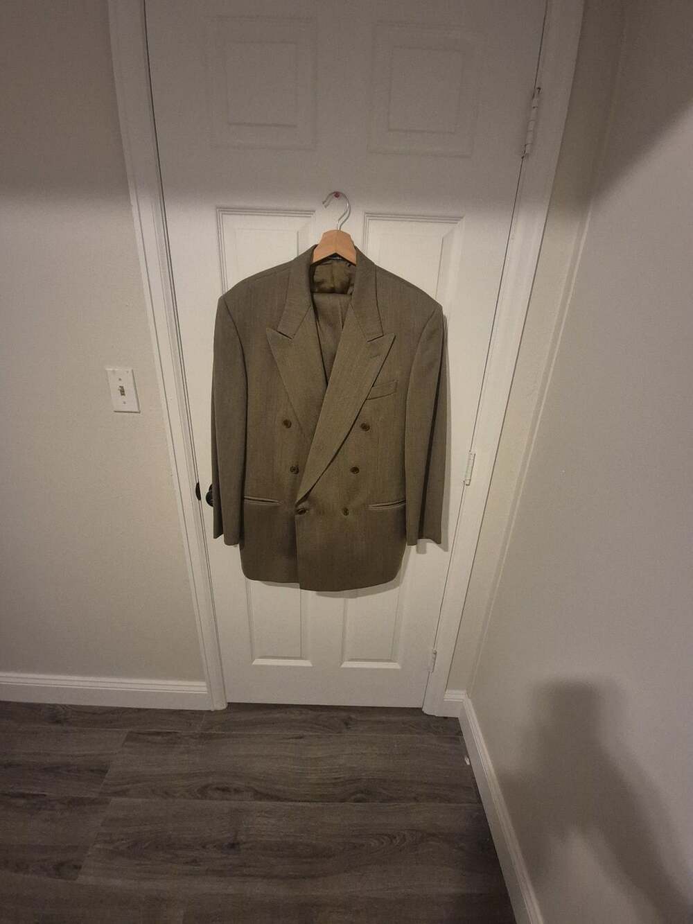 Studio 0001 by Ferre Vintage Double Breasted Suit Olive Green Made in Italy